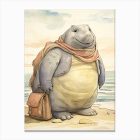 Storybook Animal Watercolour Elephant Seal Canvas Print