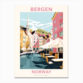 Bergen, Norway, Flat Pastels Tones Illustration 4 Poster Canvas Print