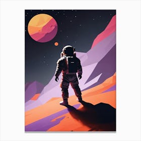 Low Poly Astronaut Minimalist Sunset (47) Canvas Print