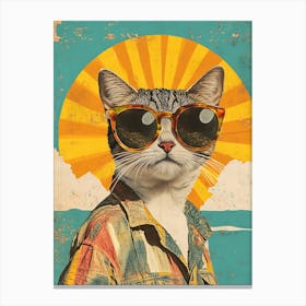 Vintage Retro Poster Cool Cat 12 Canvas Print