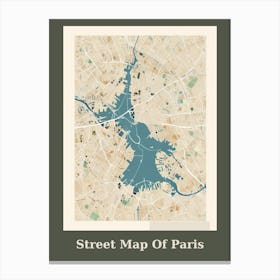 Street Map Of Paris Canvas Print