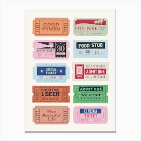 Vintage Movie Tickets 1 Canvas Print