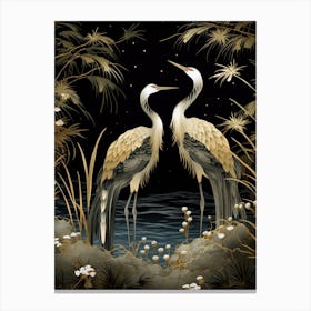 Two Cranes In The Night Canvas Print