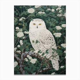 Ohara Koson Inspired Bird Painting Snowy Owl 3 Canvas Print