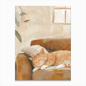 Cat Sleeping On Couch 5 Canvas Print