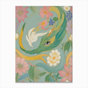 Abstract Dragon And Flowers Canvas Print