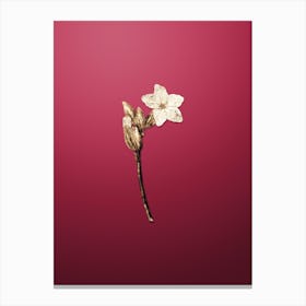 Gold Botanical Brasilian Red Coat Flower Branch on Viva Magenta n.4346 Canvas Print