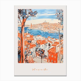 Marseille France 3 Orange Drawing Poster Canvas Print