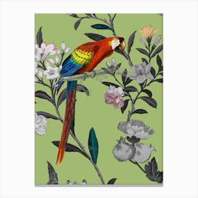 Parrot Floral Green Floral Twist Illustration Canvas Print