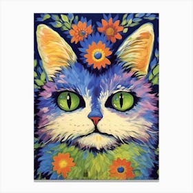 Louis Wain Psychedelic Cat With Flowers 6 Canvas Print