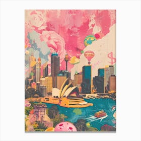 Sydney   Retro Collage Style 4 Canvas Print