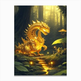 Golden Dragon In The Forest 1 Canvas Print