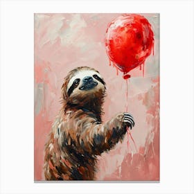 Cute Sloth 1 With Balloon Canvas Print