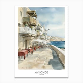 Mykonos Greece Watercolour Travel Poster 2 Canvas Print