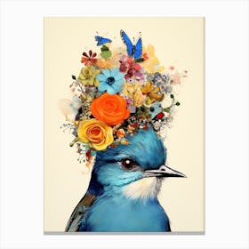Bird With A Flower Crown Bluebird 4 Canvas Print