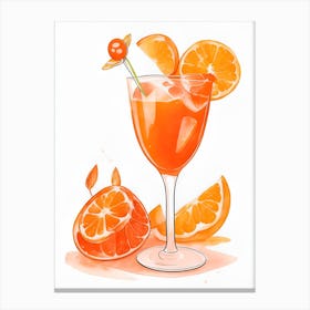 Aperol With Ice And Orange Watercolor Vertical Composition 56 Canvas Print