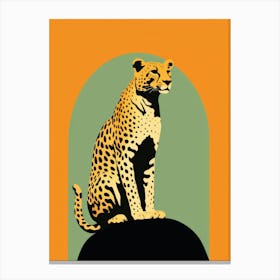 Leopard On A Rock 2 Canvas Print