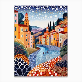 Portofino, Italy, Illustration In The Style Of Pop Art 4 Canvas Print