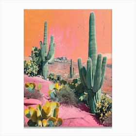 Retro Cactus Wonderland 2 Canvas Print