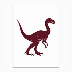 Maroon Dinosaur Silhouette 3 Canvas Print