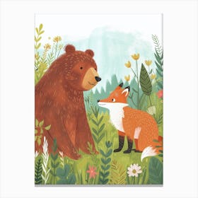 Brown Bear A Bear And A Fox Storybook Illustration 4 Canvas Print