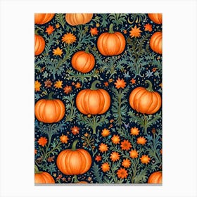 Pumpkins On A Black Background Canvas Print