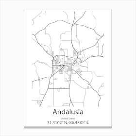 Andalusia,United States Minimalist Map Canvas Print