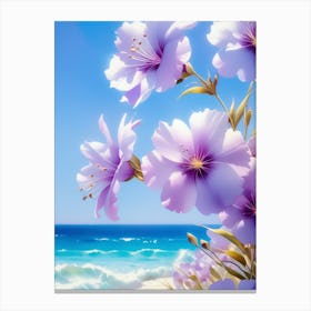 Purple Flowers On The Beach Canvas Print