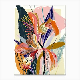 Colourful Flower Illustration Monkey Orchid 1 Canvas Print
