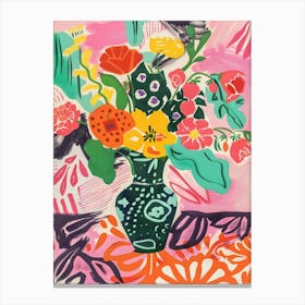 Matisse Inspired, Flowers In A Vase, Fauvism Style 1 Canvas Print