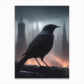 Black Crow In The City Canvas Print