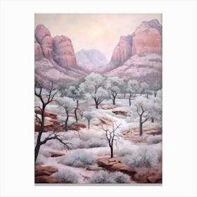 Dreamy Winter Painting Zion National Park United States 3 Canvas Print