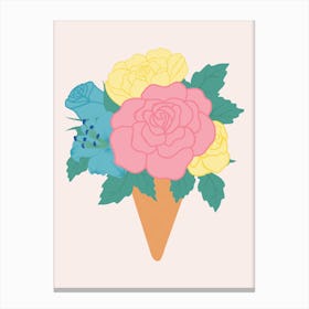Pastel Ice Crem With Roses Canvas Print