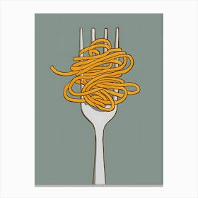 Fork With Spaghetti In Matisse Painting Style Canvas Print