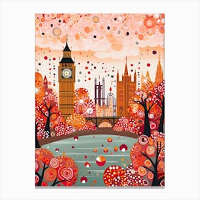 London, Illustration In The Style Of Pop Art 3 Canvas Print