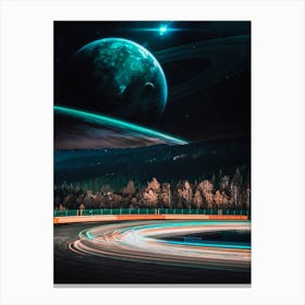 Green Rings Of Track And Space Canvas Print
