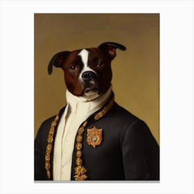 Staffordshire Bull Terrier Renaissance Portrait Oil Painting Canvas Print