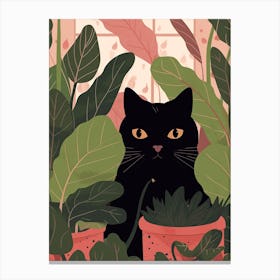 Black Cat And House Plants 15 Canvas Print