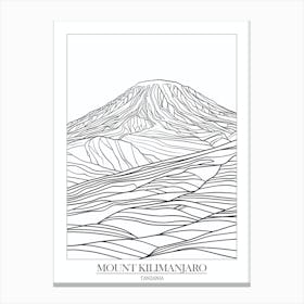Mount Kilimanjaro Tanzania Line Drawing 8 Poster Canvas Print