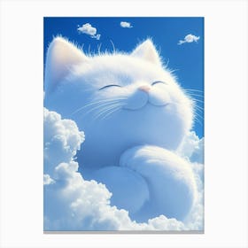 White Cat In Clouds Canvas Print