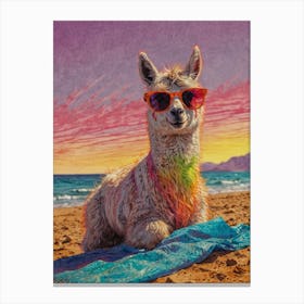 Llama On The Beach 1 Canvas Print