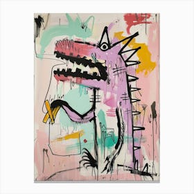 Dinosaur Eating Fries Abstract Graffiti Style 2 Canvas Print