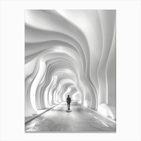 Man Walking Through A Tunnel Canvas Print