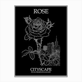Rose Cityscape Line Drawing 3 Poster Inverted Canvas Print