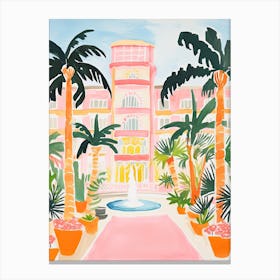 The Beverly Hills Hotel   Beverly Hills, California   Resort Storybook Illustration 1 Canvas Print