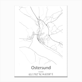 Ostersund,Sweden Minimalist Map Canvas Print