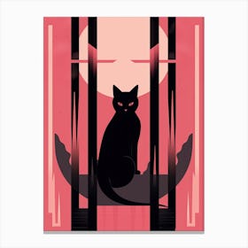 The Hermit Tarot Card, Black Cat In Pink 0 Canvas Print