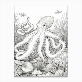 Octopus Searching For Prey Illustration 2 Canvas Print
