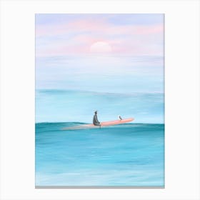Surfer And Seagull Canvas Print