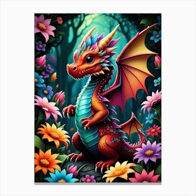 Colorful Dragon In The Forest Canvas Print